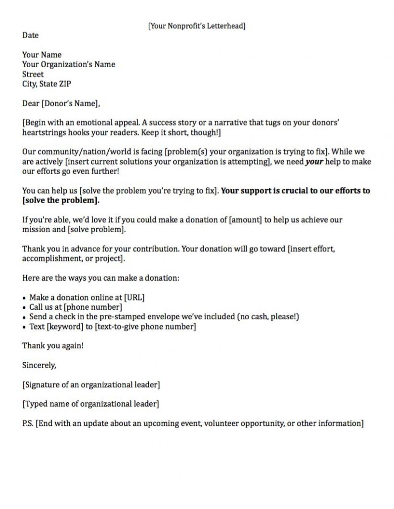 General donation letter template for nonprofits