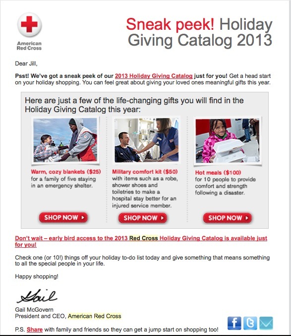 Red Cross fundraising email sample