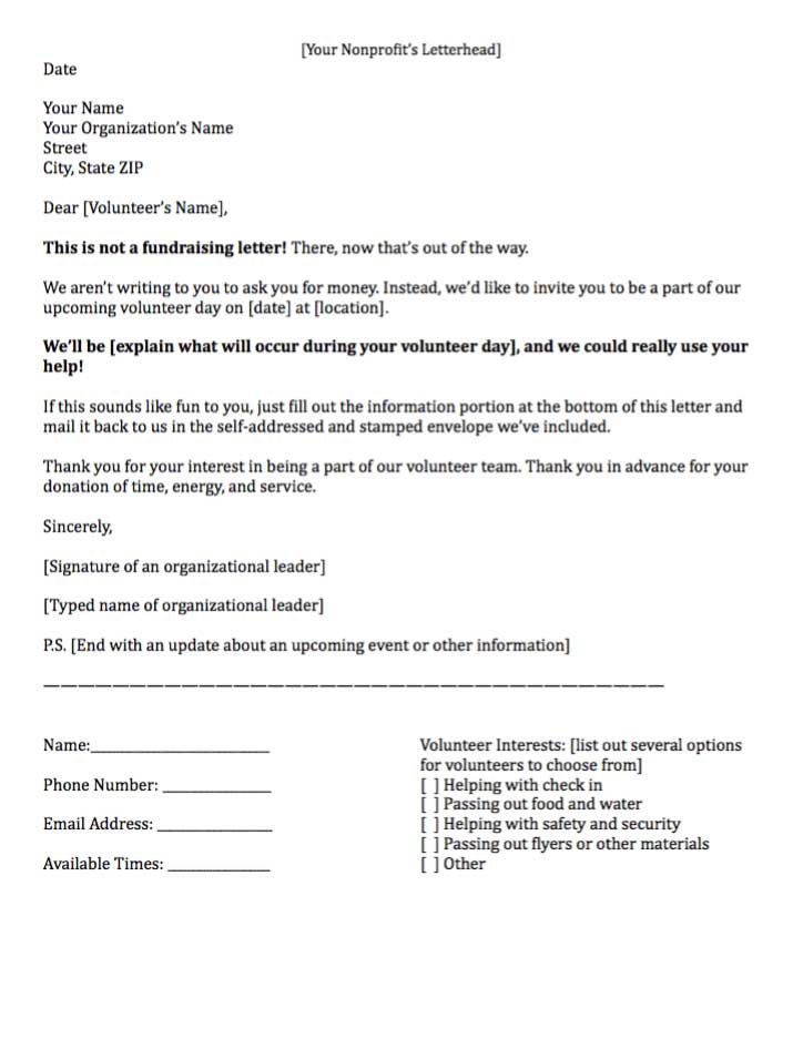 Template for nonprofit volunteer request letter